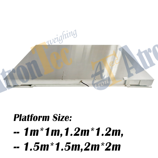Stainelss Steel Floor Scale,1m*1m Double-layer Floor Weighing Scale with Buffer Design